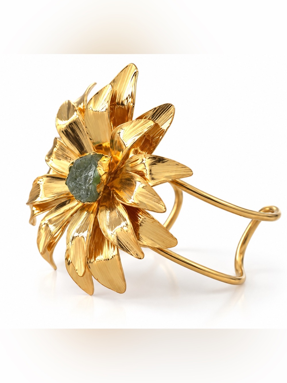 Handmade 24K Gold Plated Brass 3D Flower Statement Cuff Bracelet Colombia
